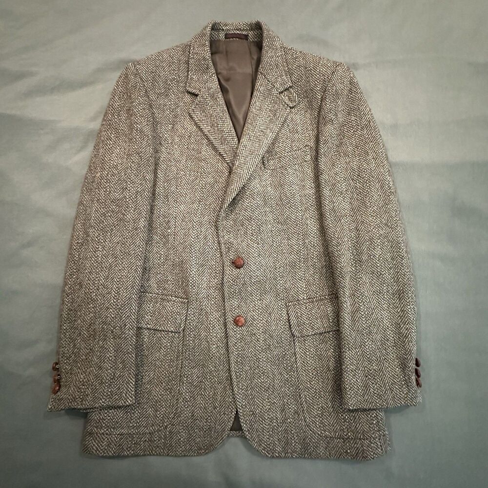 Vintage 70s 80s John Wanamaker Herringbone Tweed Blazer Mens 40 100% Pure Wool